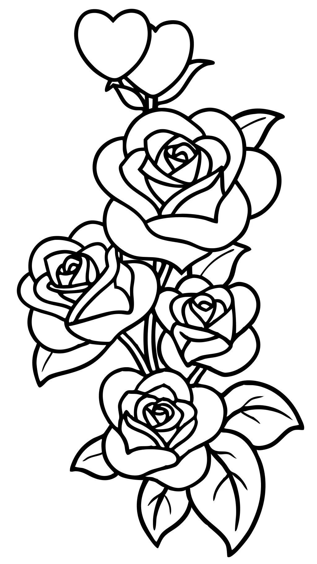 coloring pages of roses and hearts